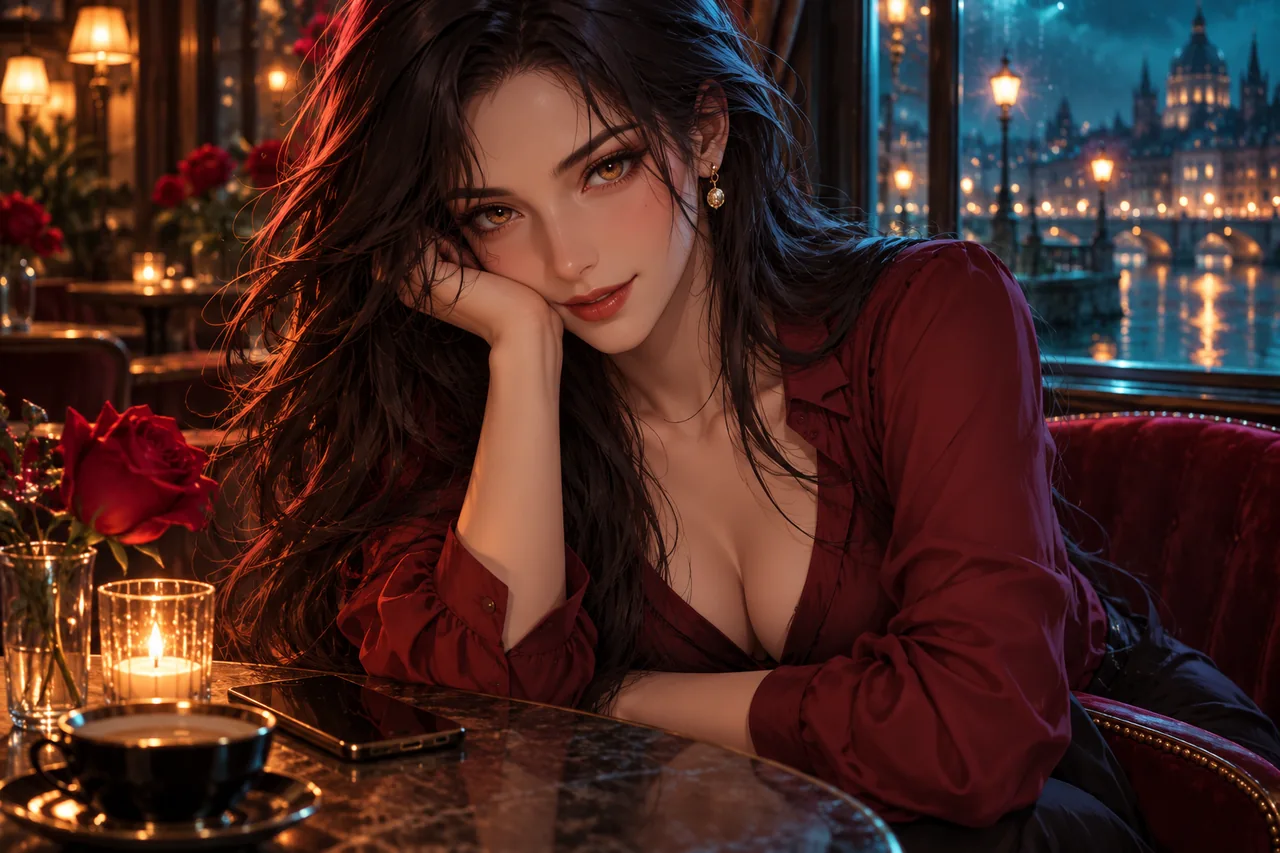 A fictional character at a late-night café